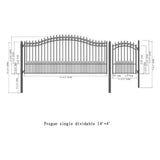 Aleko Steel Single Swing Driveway Gate Prague Style 14 ft With Pedestrian Gate 4 ft SET14X4PRAS-AP Single Swing Driveway Gates With 