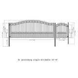 Aleko Steel Single Swing Driveway Gate St.Petersburg Style 16 ft With Pedestrian Gate 4 ft SET16X4STPS-AP Single Swing Driveway Gates With 