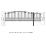 Aleko Steel Single Swing Driveway Gate St.Petersburg Style 18 ft With Pedestrian Gate 4 ft SET18X4STPS-AP Single Swing Driveway Gates With 